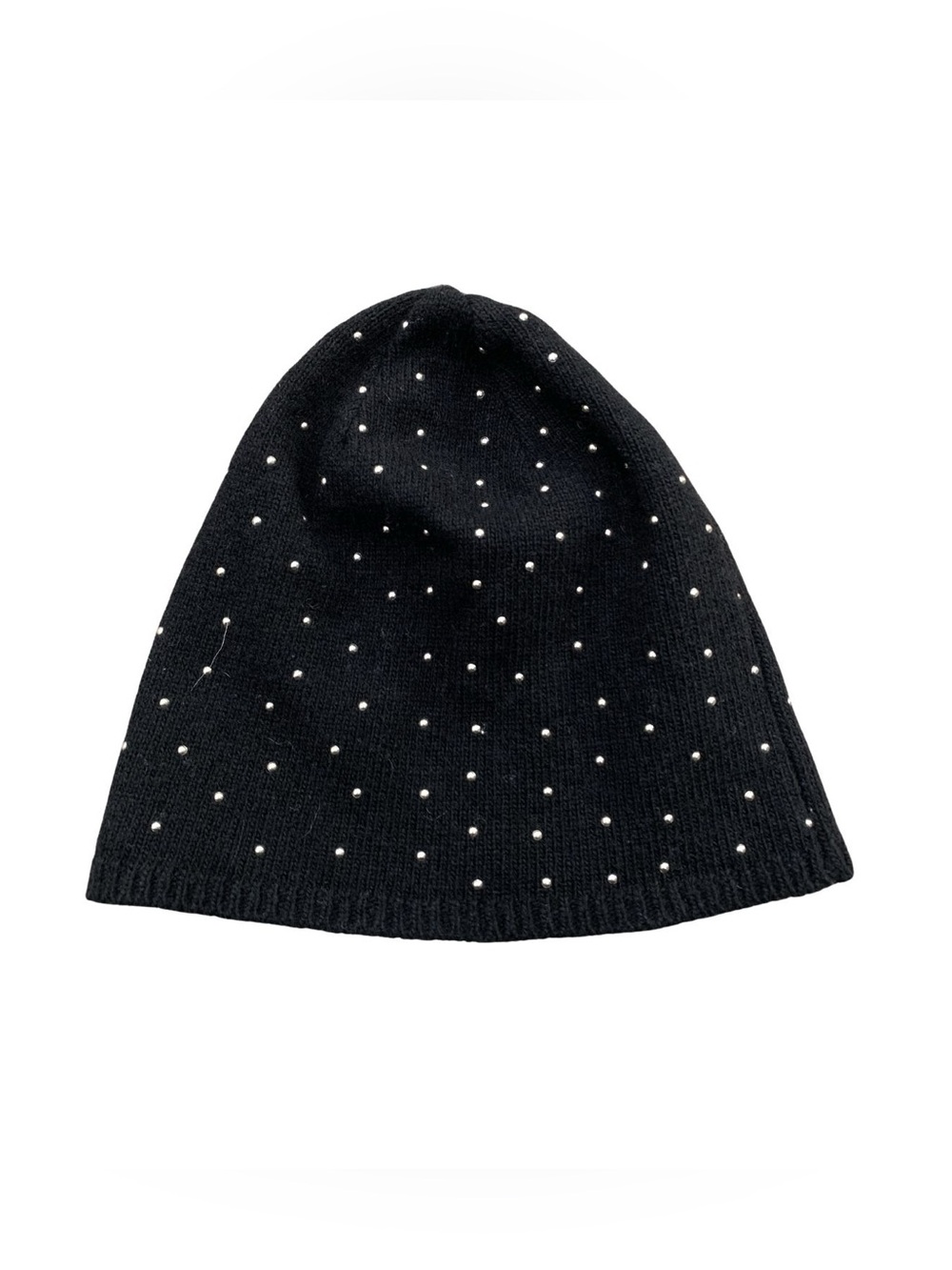 Vera Bradley Black Silver Stud Beanie Hat Women Small Wool Winter Accessory